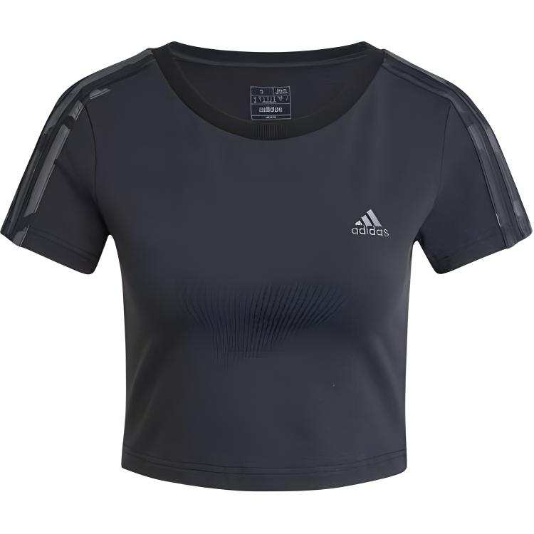 Adidas Adidas Women's Essentials 3 Stripes Camo Print Baby T Shirt Black/White