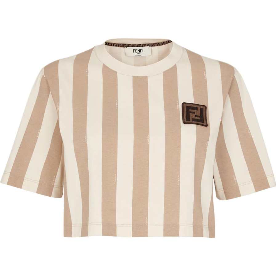 FENDI Logo Patch Striped Cropped Top