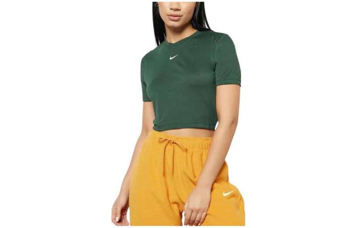 Nike Nike T Shirts Women's Green Crew Neck Moderate Straight Fit
