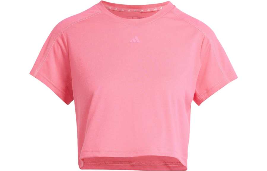 Adidas Adidas Crop Tops Women's Pink Crew Neck Moderate