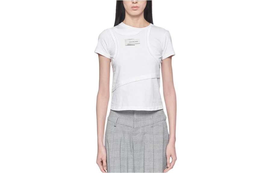 Feng Chen Wang T Shirts Women's White Crew Neck Moderate Straight Fit