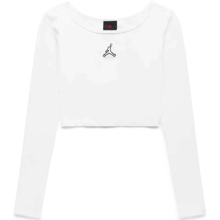 Jordan Jordan Flight Crop Tops Women's White Crew Neck Moderate