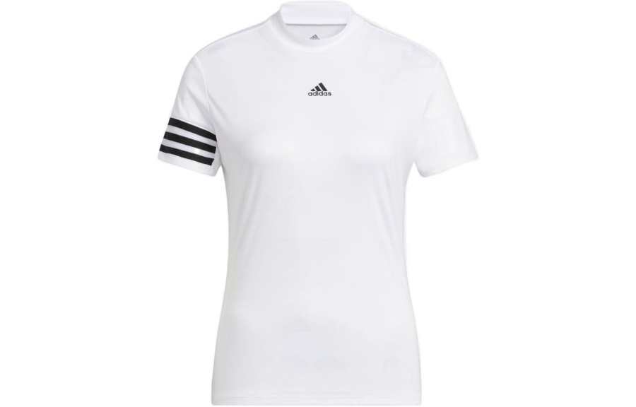 Adidas Adidas T Shirts Women's White Stand Collar Moderate Straight Fit