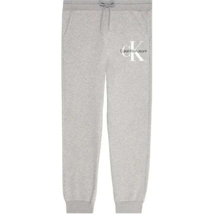 CALVIN KLEIN Letter Minimalist Style Comfortable Versatile Fleece Lined Casual Pants Men's Light Gray