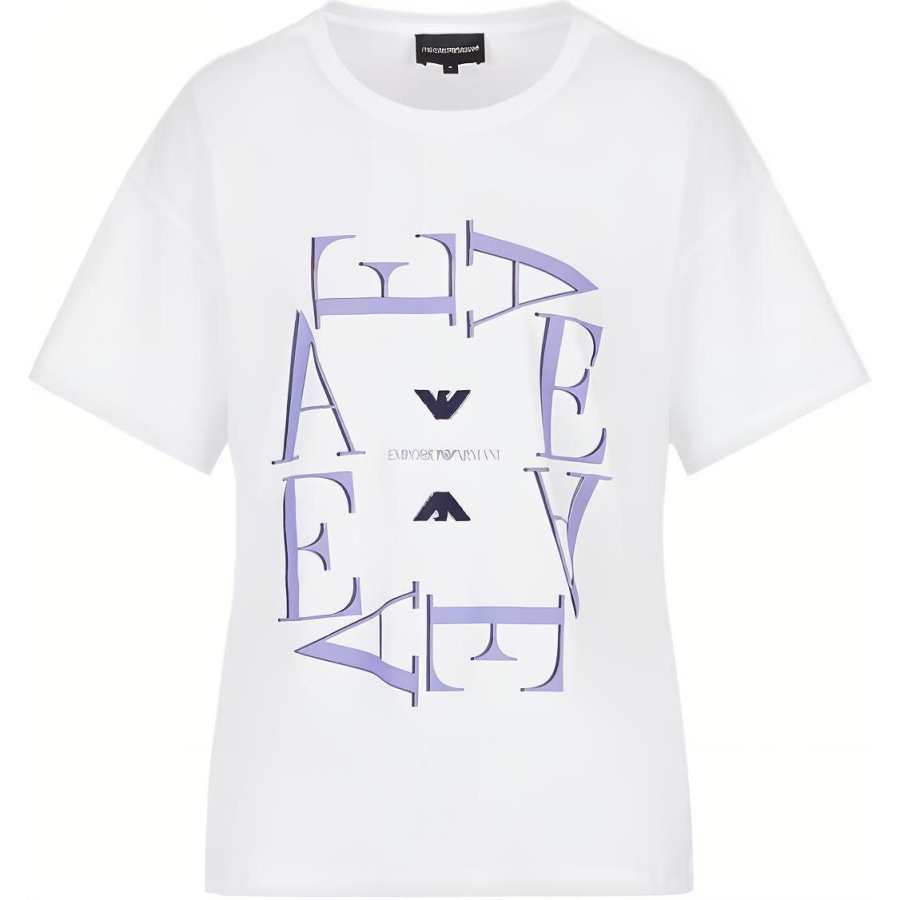 EMPORIO ARMANI T Shirts Women's White Crew Neck Moderate Straight Fit