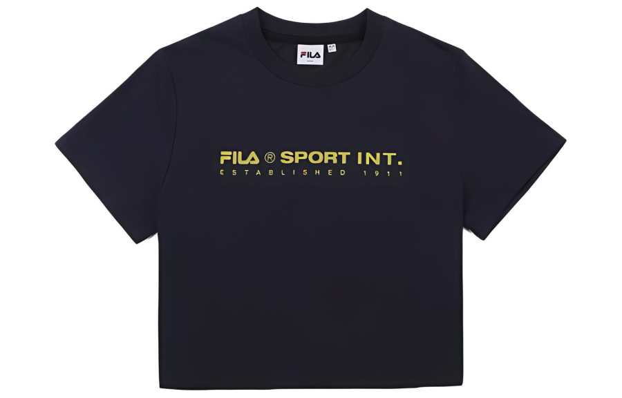 FILA Crop Tops Women's Black Crew Neck Moderate