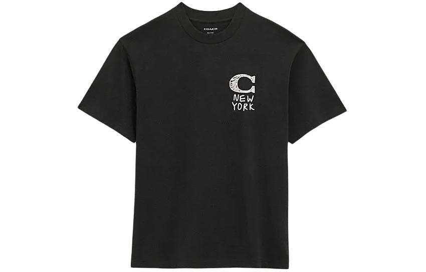 COACH SS24 Drop Shoulder Sleeve T Shirt Women's Black