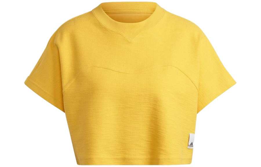 Adidas Adidas Crop Tops Women's Yellow Crew Neck Moderate