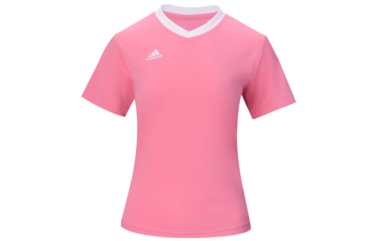 Adidas Adidas T Shirts Women's Pink V Neck Thin Straight Fit