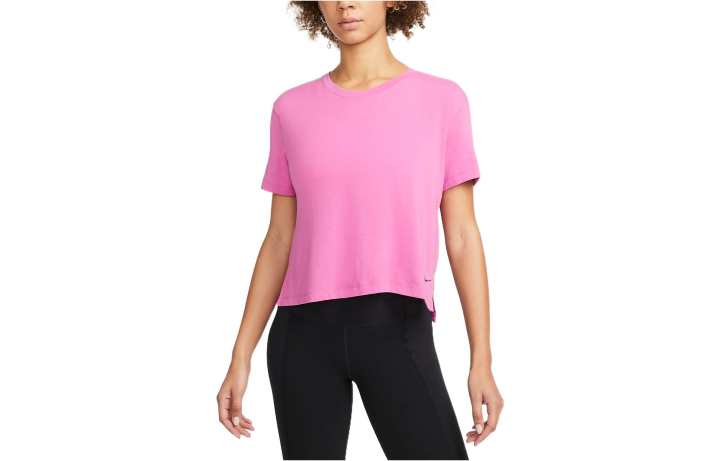 Nike Nike T Shirts Women's Fuchsia Crew Neck Moderate Straight Fit