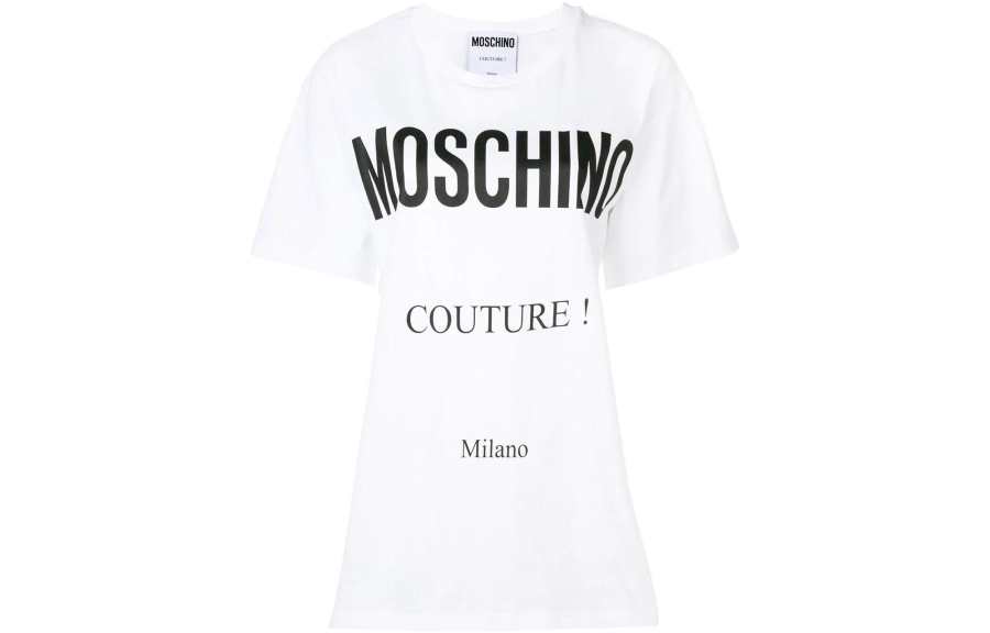 MOSCHINO T Shirts Women's White Crew Neck Moderate Straight Fit