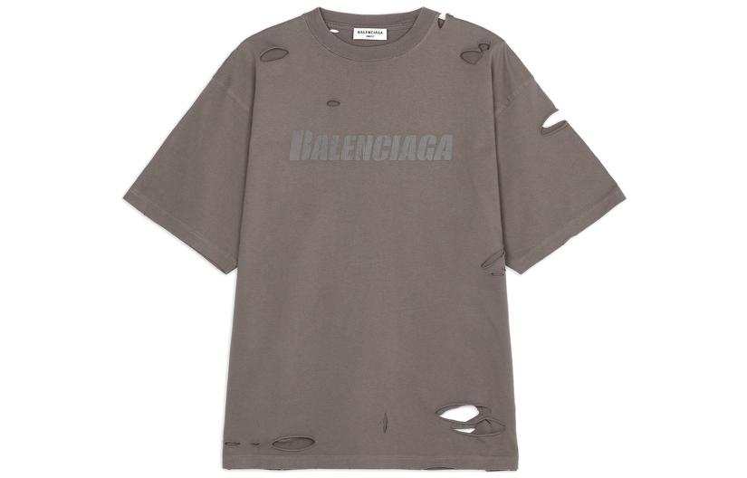 Balenciaga Caps T Shirt Women's Regular Fit Gray