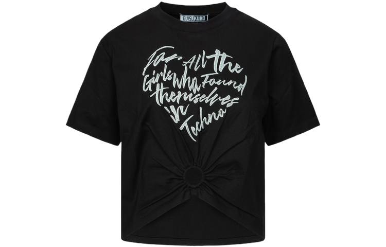 EVISU T Shirts Women's Black Crew Neck Moderate Other
