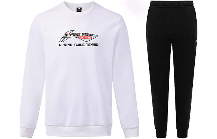 Li-Ning Li Ning Sweatshirt Set Unisex White+Black
