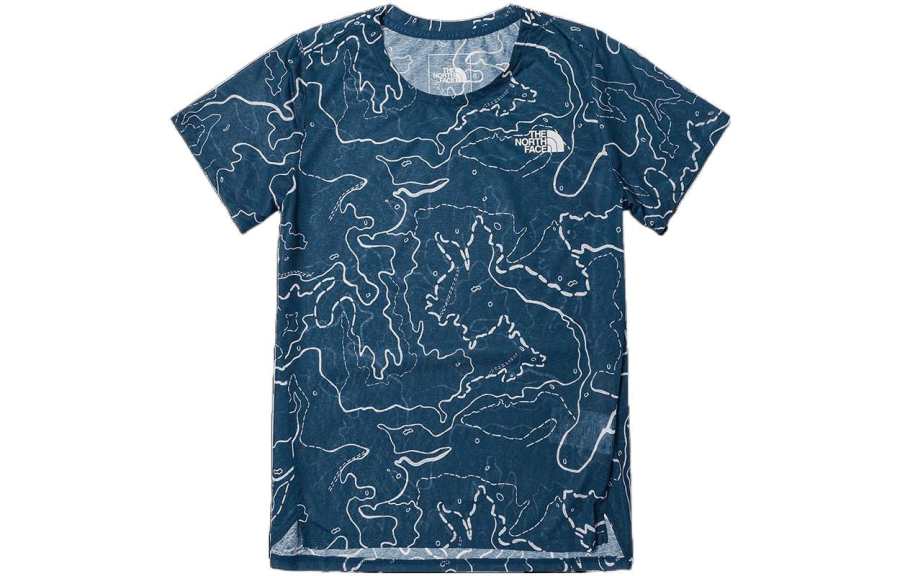 THE NORTH FACE T Shirts Women's Blue Crew Neck Moderate Straight Fit