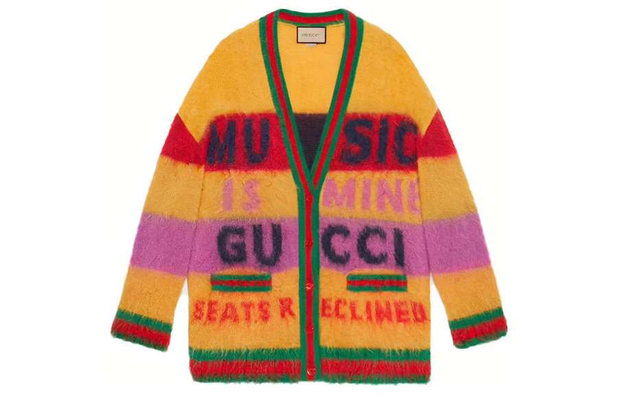 GUCCI Sweaters Women's Yellow V Neck Moderate Cardigan