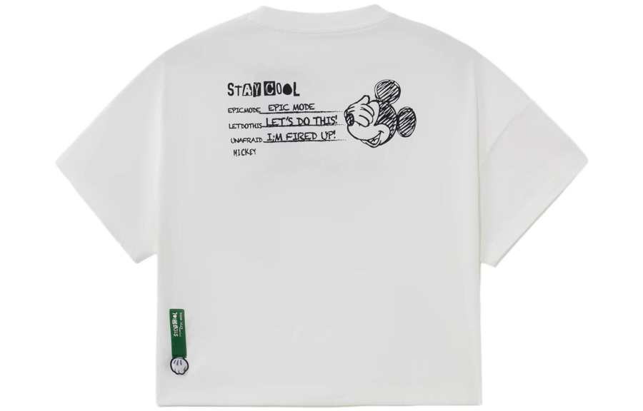 Li-Ning Li Ning X Disney Crop Tops Women's White Crew Neck Moderate