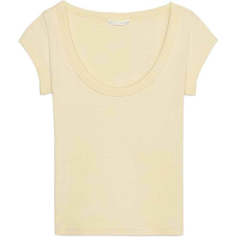 ZARA T Shirts Women's Butter Crew Neck Moderate