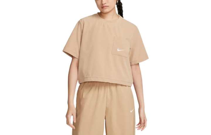 Nike Nike T Shirts Women's Linen Yellow Crew Neck Moderate Straight Fit