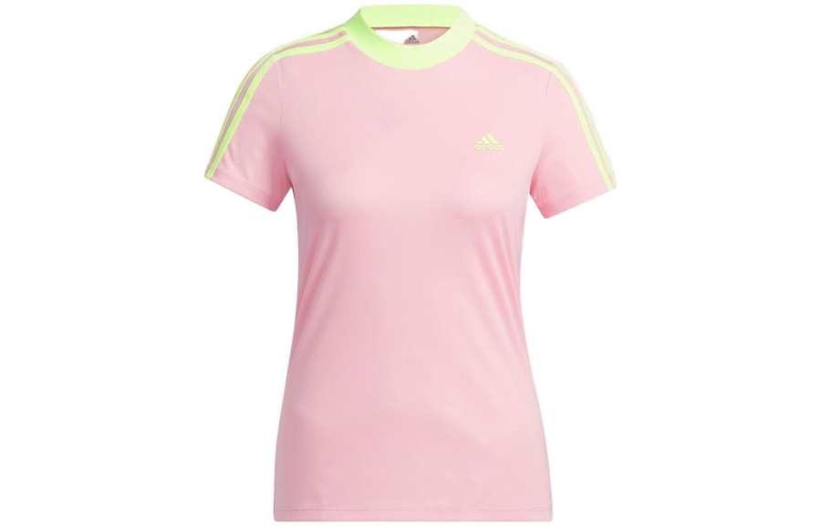 Adidas Adidas T Shirts Women's Pink Crew Neck Moderate Straight Fit