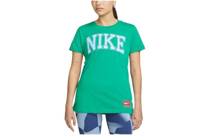 Nike Nike T Shirts Women's Green Crew Neck Moderate Straight Fit