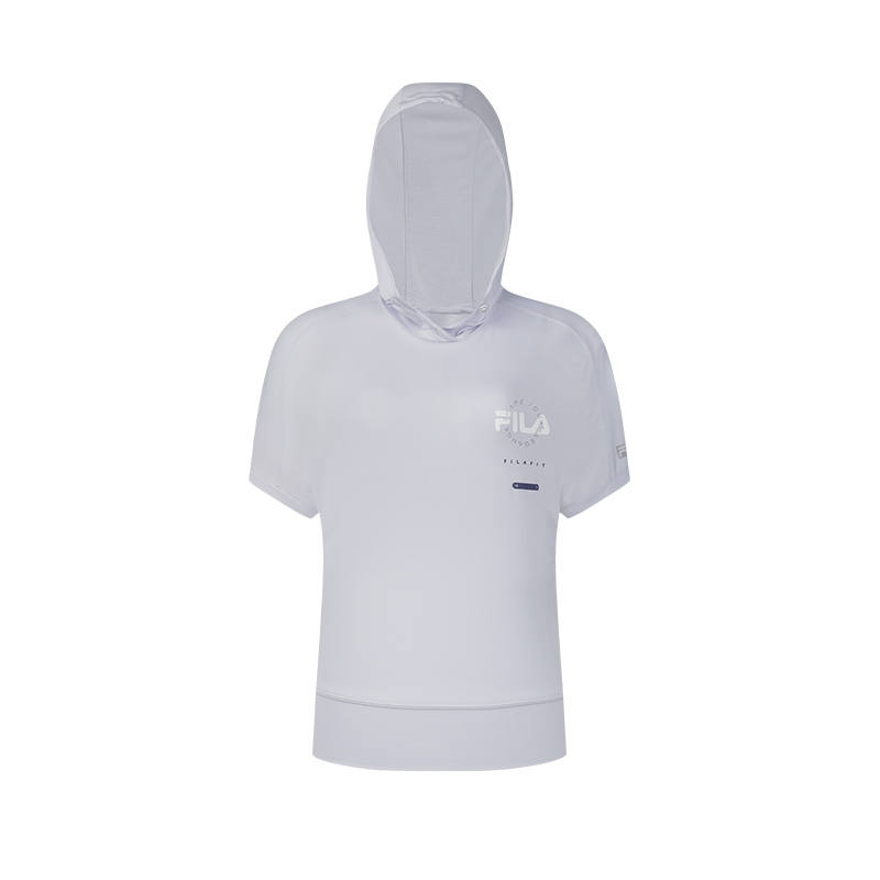 FILA T Shirts Women's Taro Gray Hooded Non Detachable Moderate Straight Fit