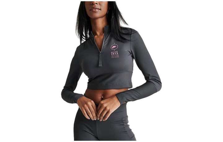 Nike Nike Crop Tops Women's Gray Stand Collar Moderate