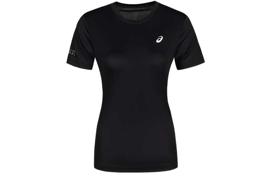 ASICS T Shirts Women's Black Crew Neck Moderate Straight Fit