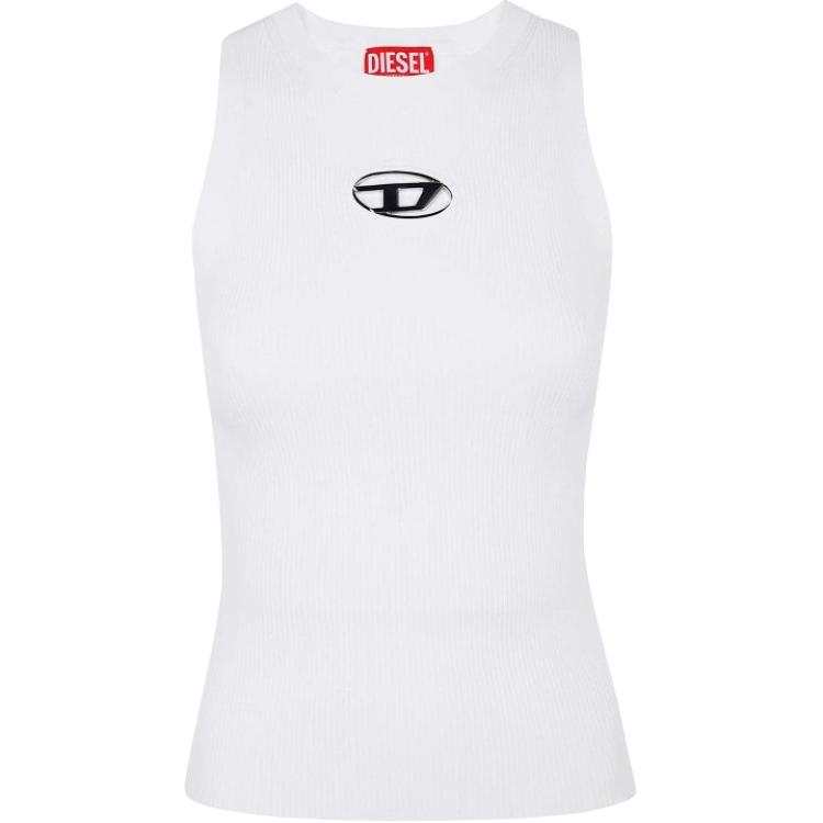 DIESEL M Caddix Logo Plaque Ribbed Knit Top