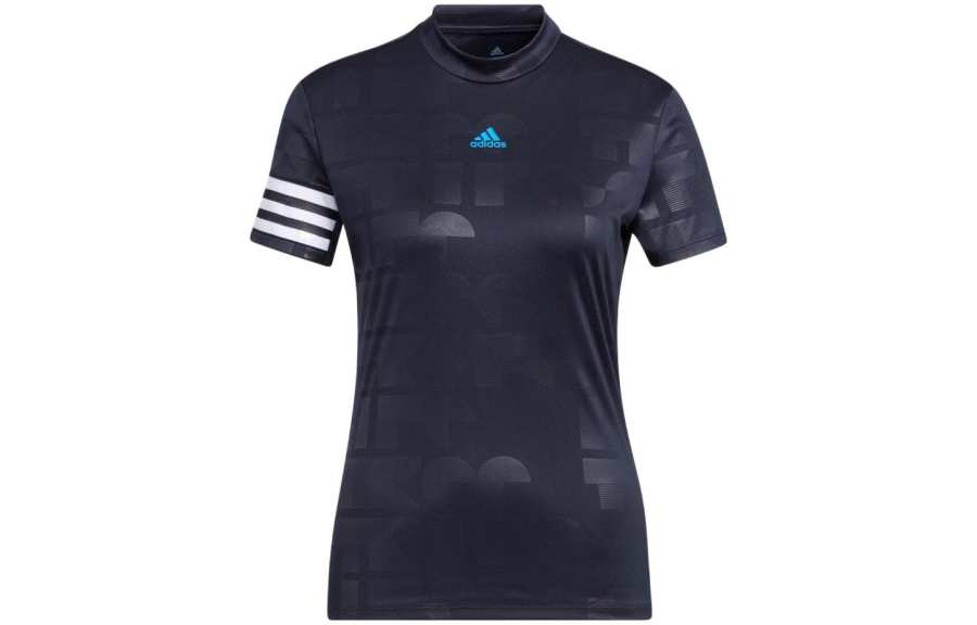Adidas Adidas T Shirts Women's Navy Blue Stand Collar Moderate Straight Fit