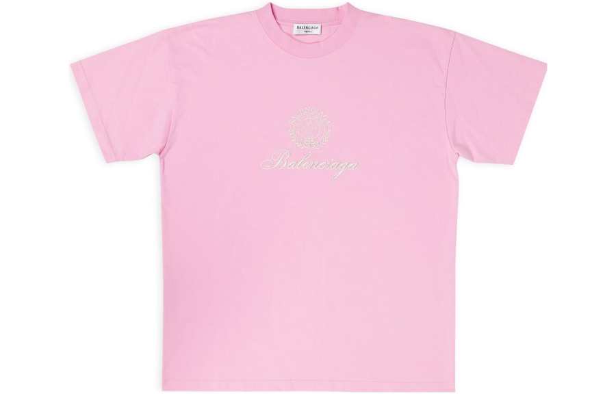 Balenciaga Chinese Valentine's Day Drop Shoulder Sleeve T Shirt Women's Pink