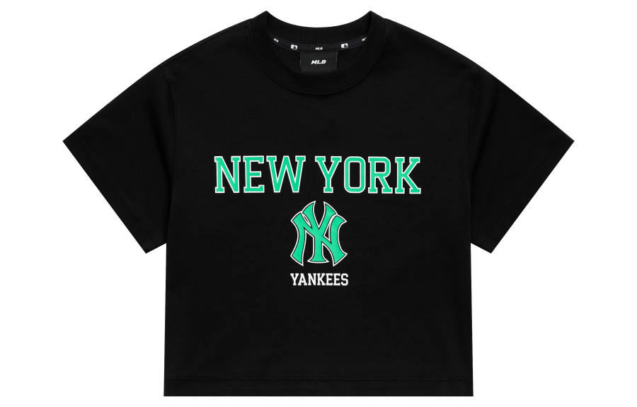 MLB College Style Series Crop Tops Women's Black Crew Neck Moderate