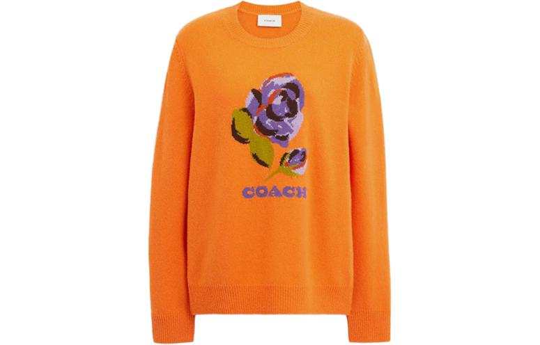 COACH COACH Sweaters Women's Orange Crew Neck Moderate Other