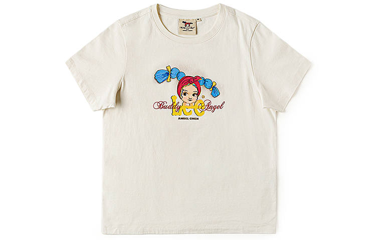 Lee T Shirts Women's Raw White Crew Neck Moderate Straight Fit