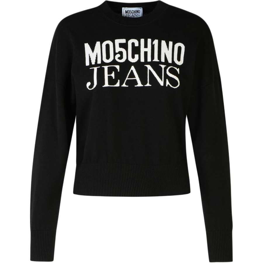 MOSCHINO Logo Intarsia Knitted Crewneck Jumper