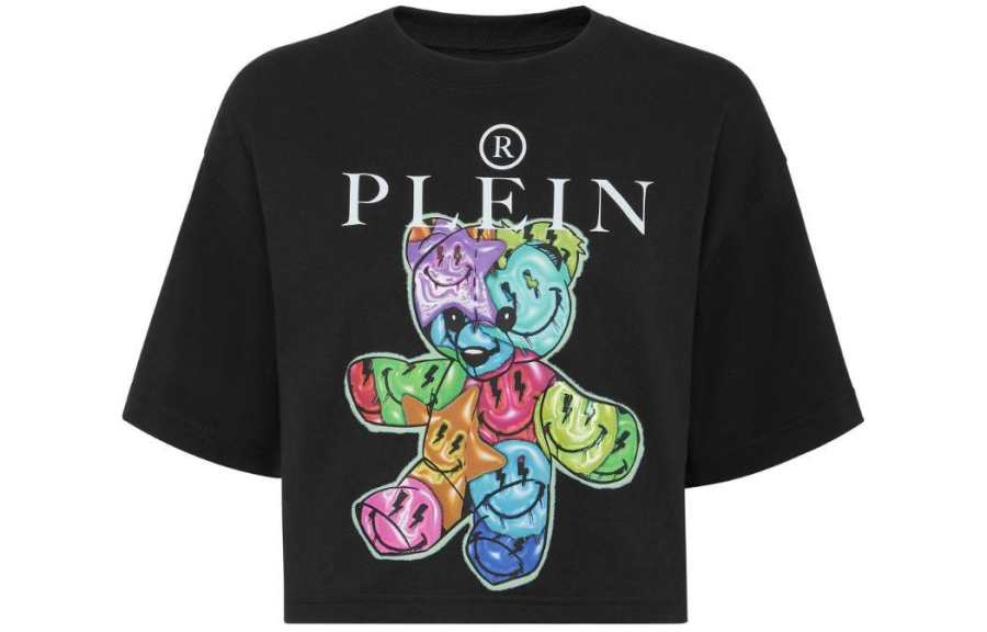 PHILIPP PLEIN Smile Cropped Round Neck T shirt