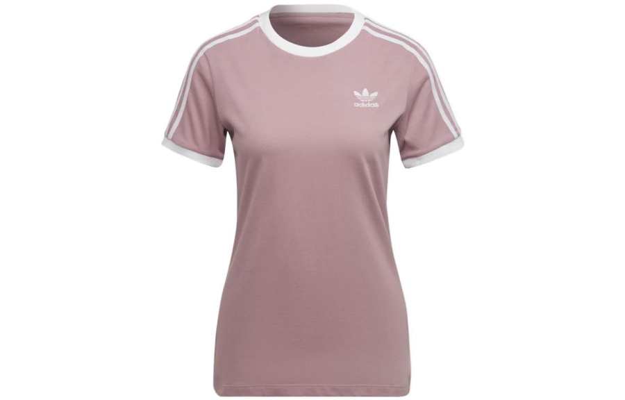 Adidas Originals ADICOLOR CLASSICS 3 STRIPES Set in Sleeve T Shirt Women's Pink