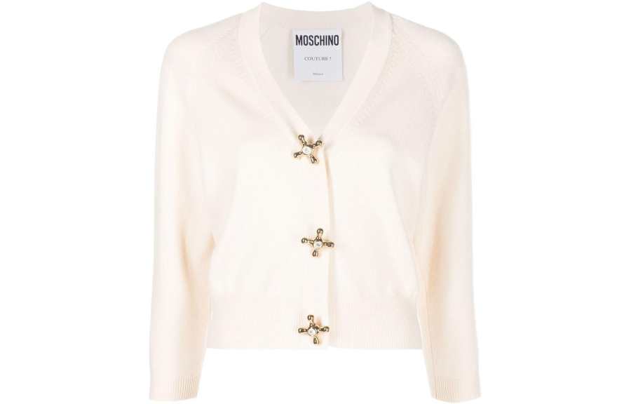 MOSCHINO Sweaters Women's White V Neck Moderate Other
