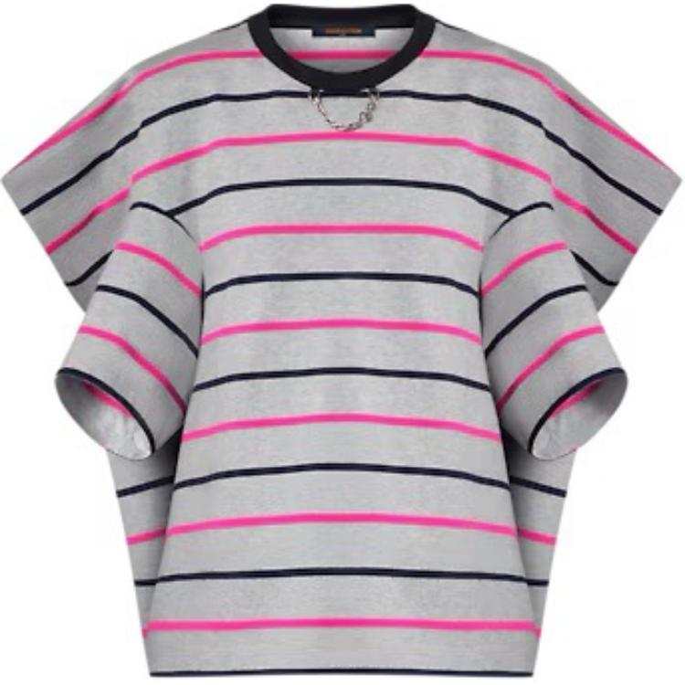 LOUIS VUITTON Striped Boxy Shoulder T Shirt