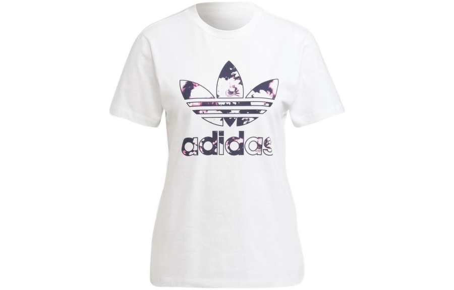 Adidas Originals T Shirts Women's White Crew Neck Moderate Straight Fit