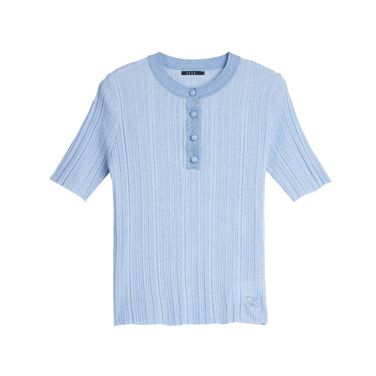 ELLE T Shirts Women's Blue Crew Neck