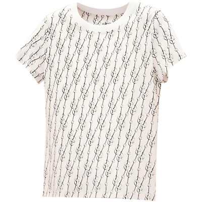 HERMES T Shirts Women's White Crew Neck Moderate Straight Fit