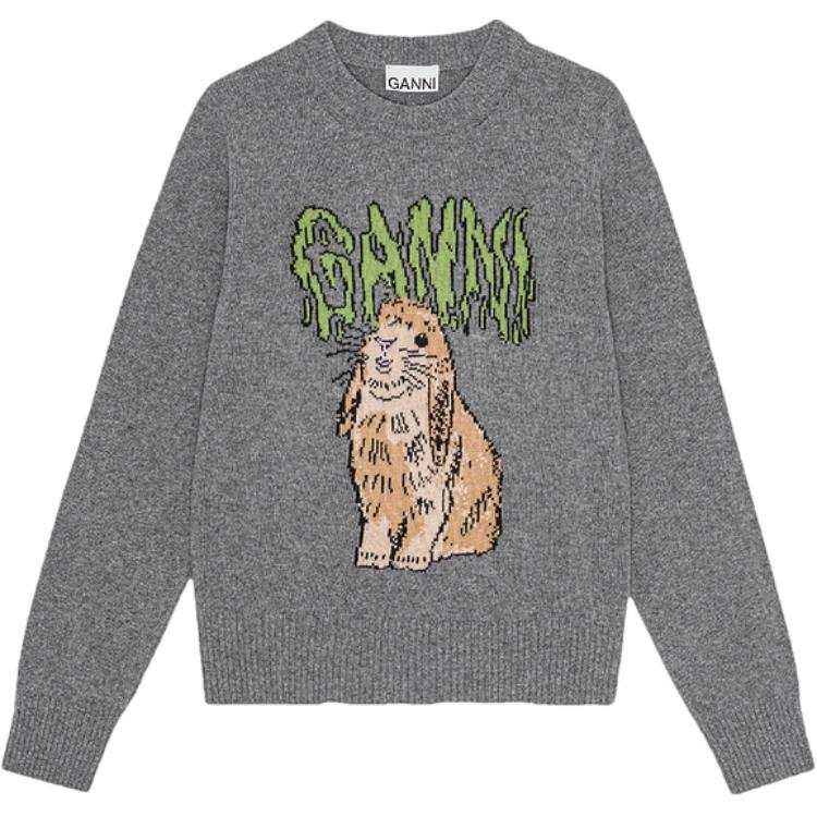 Ganni graphic-bunny sweater