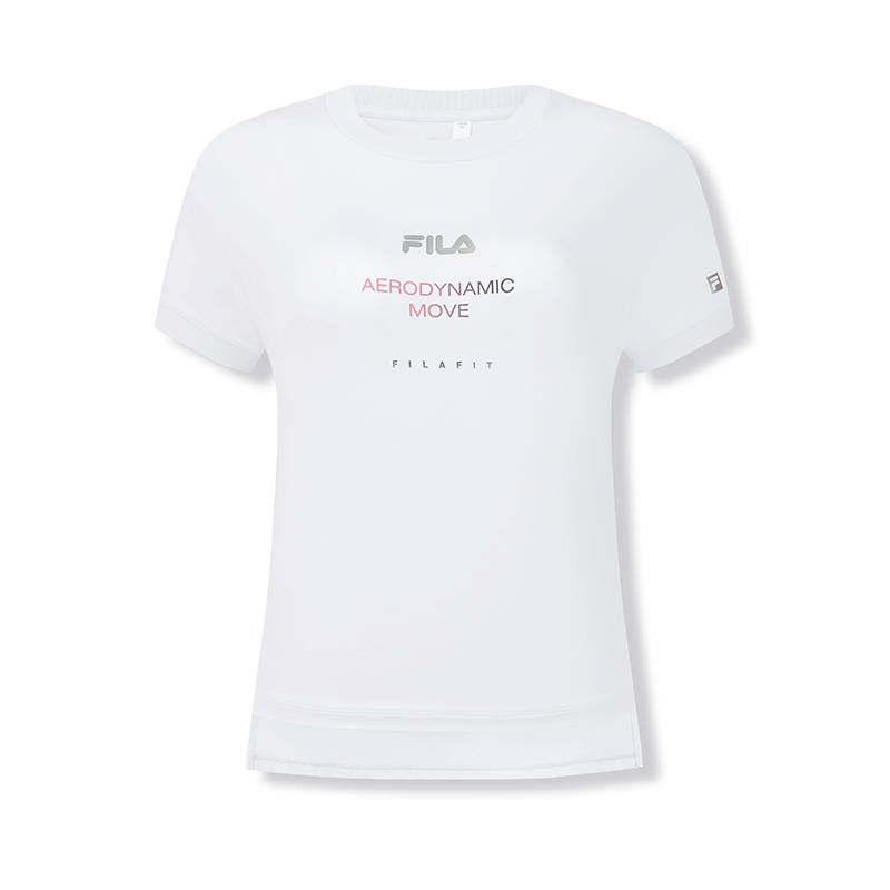 FILA T Shirts Women's Jade White Crew Neck Moderate Nipped In Waist