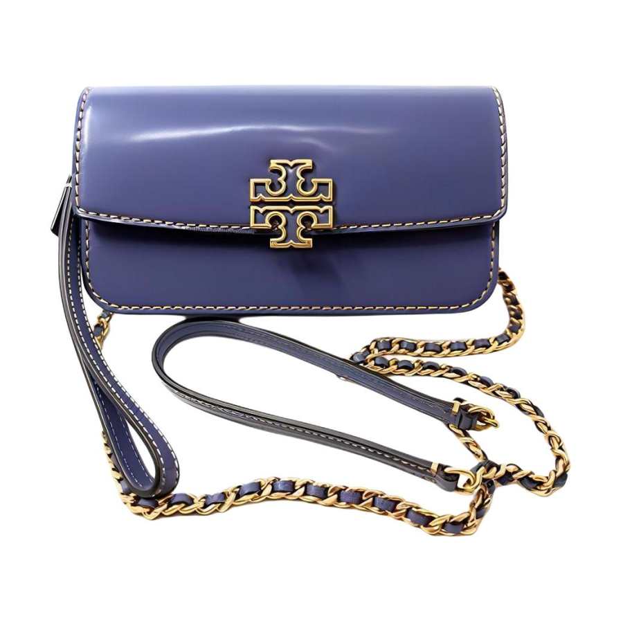 TORY BURCH Britten Cow Leather Shoulder Bag, Crossbody Bag, Wallet Women's Dark Blue