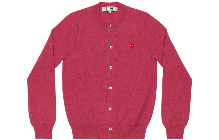 CDG Play Sweaters Women's Pink Crew Neck Moderate Cardigan