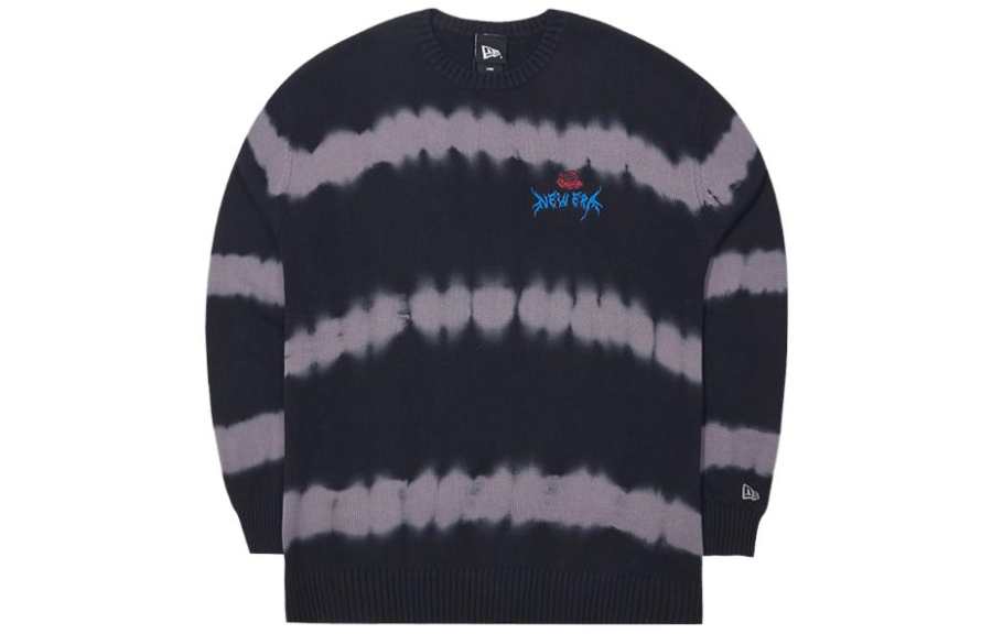 New Era Sweaters Women's Black Tie Dye Crew Neck Moderate Straight Fit