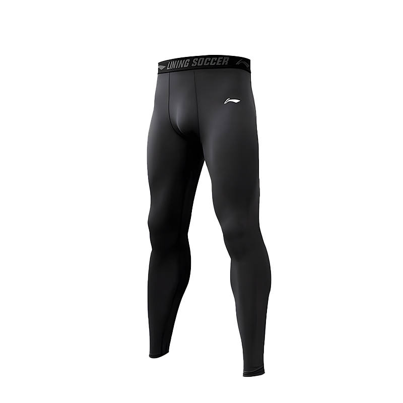 Li-Ning Li Ning Letter Mid Rise Breathable Versatile Fleece Lined Thermal Tight Fit Sports Pants Men's Black