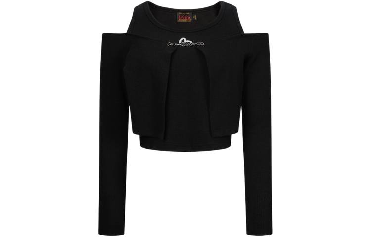 EVISU T Shirts Women's Black Crew Neck Moderate Other