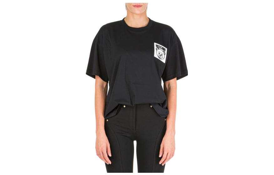 MOSCHINO T Shirts Women's Black Crew Neck Moderate Straight Fit